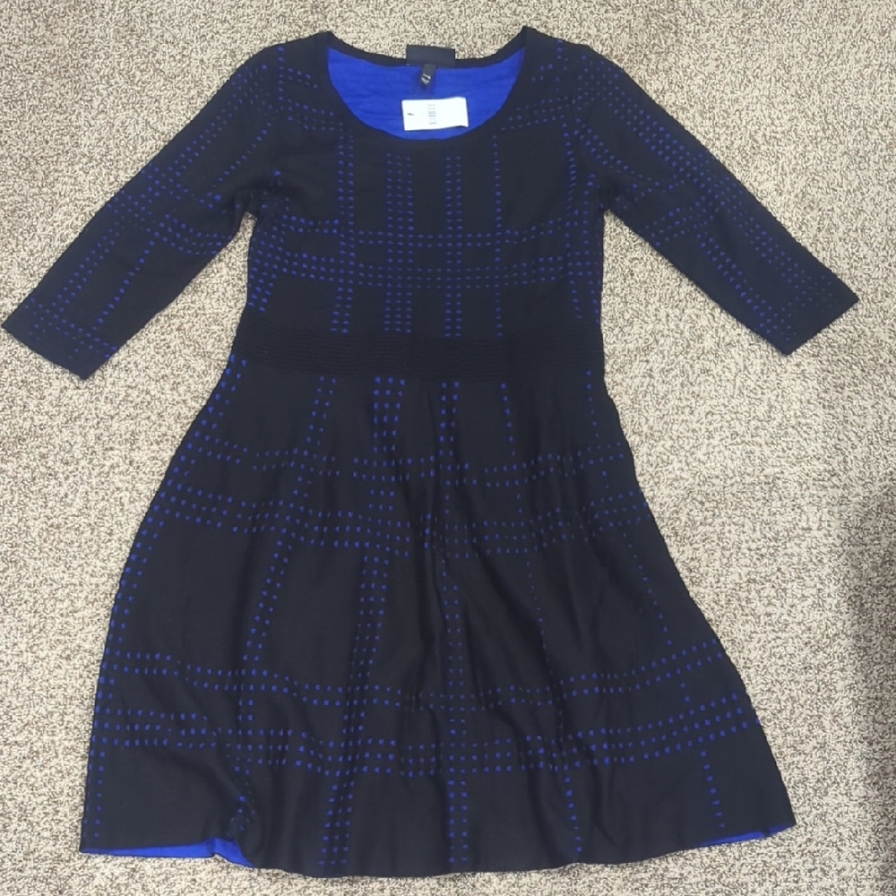 Lane Bryant New 14/16 Knit Black And Blue Stretchy Dress